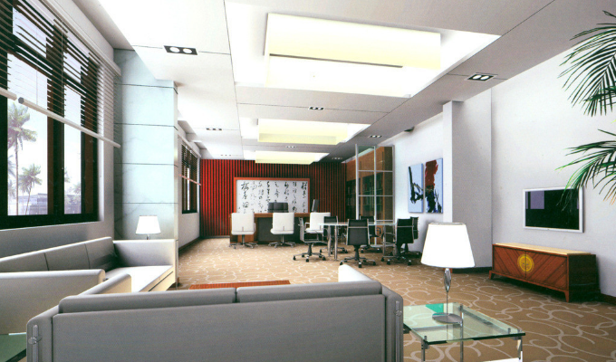 彩繪玻璃吊頂:上海辦公室裝修設(shè)計的優(yōu)雅之選