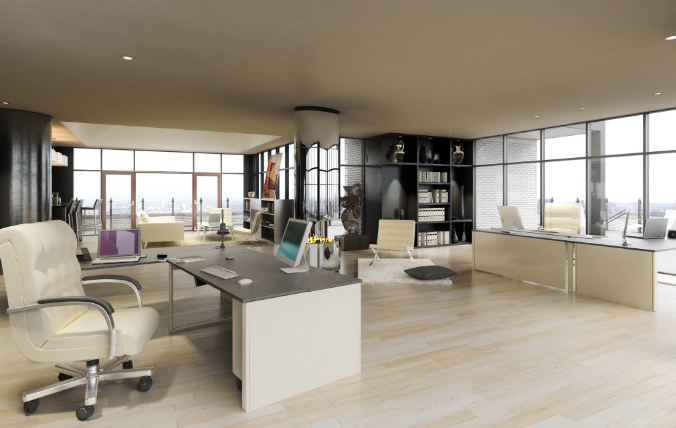 上海辦公室裝修設計:木質辦公桌的巧妙運用