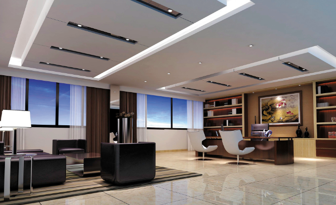 家電行業辦公室裝修設計:條形燈打造未來科技氛圍