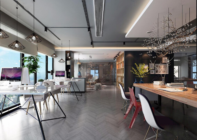 辦公室裝修設計:幾何圖案瓷磚打造炫酷空間